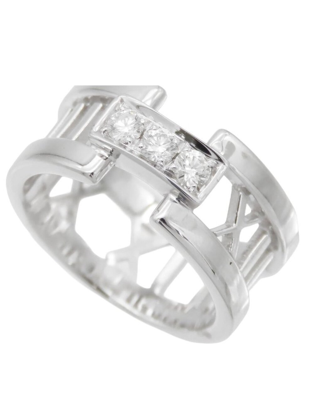 Tiffany & Co Atlas Open Heart Ring White Gold 18K Diamond